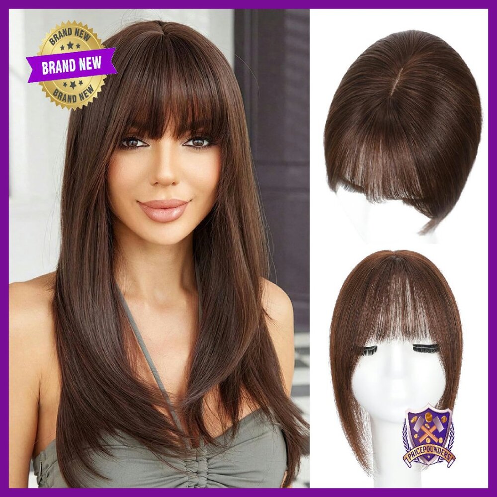 12-Inch Human Hair Topper With Bangs For Thinning Crown Coverage